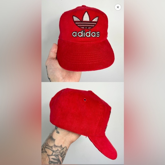 Vintage 80s Adidas Red Corduroy Hat - Picture 1 of 5